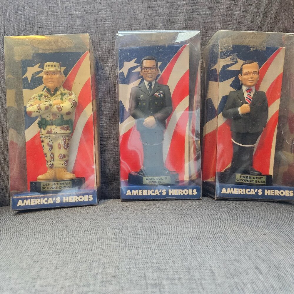 Collectible Political Statues President Bush,General Schwarzkopf, Gen.PowellPow